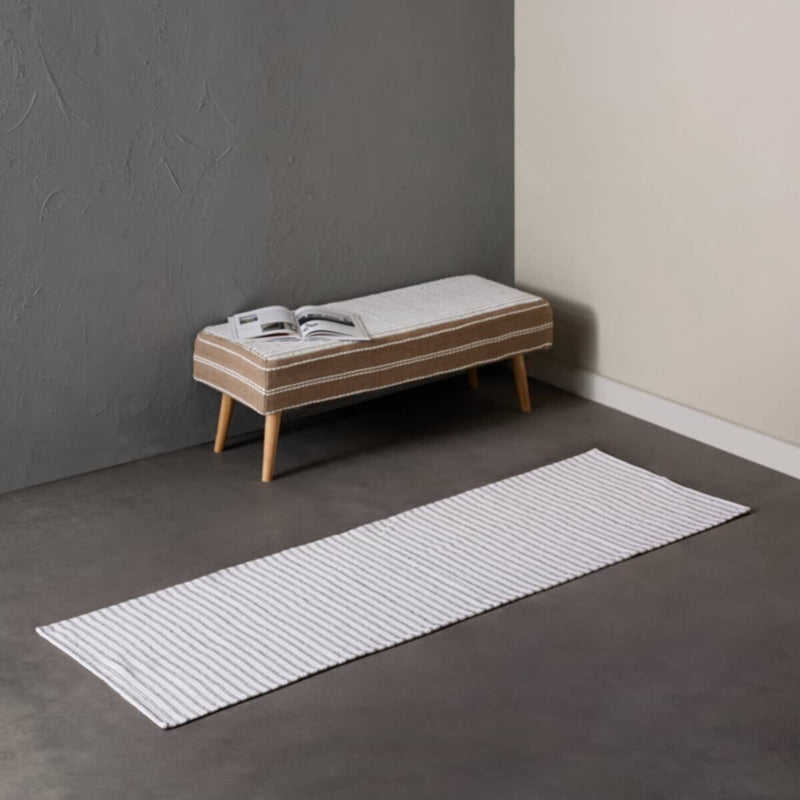 HOMEBOX | Allan Snow Recycled Cotton Dhurrie - 60x180 cm | 166832991