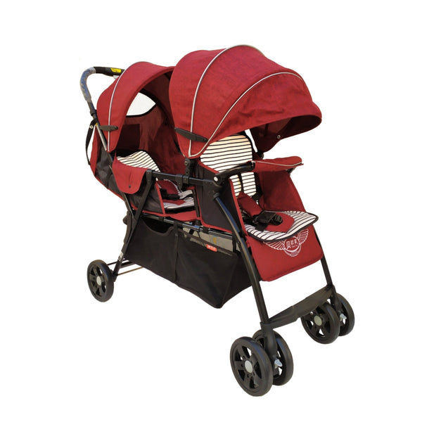 T2 Babys Back to Front Twins Bay Stroller Red | 130