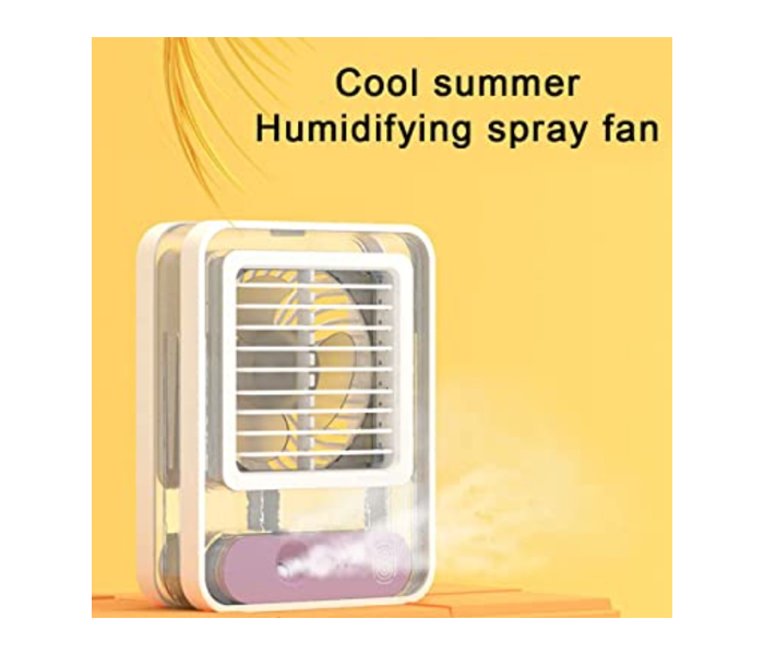 Adjustable Portable Desktop Transparent Spray Light Mini Cooling Fan White | JPO6491