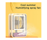Adjustable Portable Desktop Transparent Spray Light Mini Cooling Fan White | JPO6491