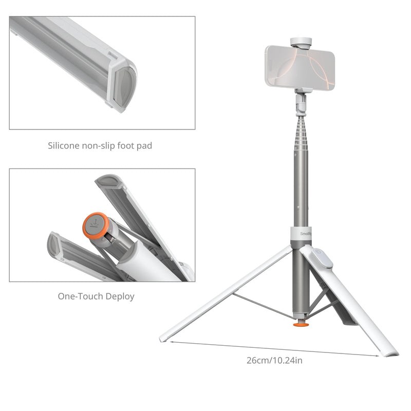 SMALLRIG | One-Touch Deploy Selfie Stick Tripod White | ST30