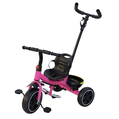 Kids Tricycle with Push Handle & Storage Basket Pink | 318-2