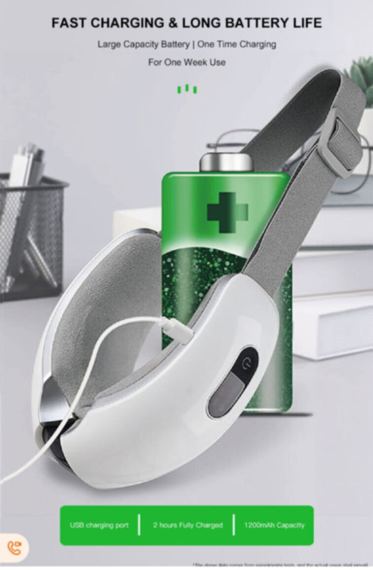 Electric Eye Massager Foldable Rechargeable Heat Vibration Air Compression Massage With Music | 11010000EMR01