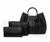 PU Leather Ladies Wallet Ladies Pars Hand Set Bag With Rivet - Grey | JPN5818