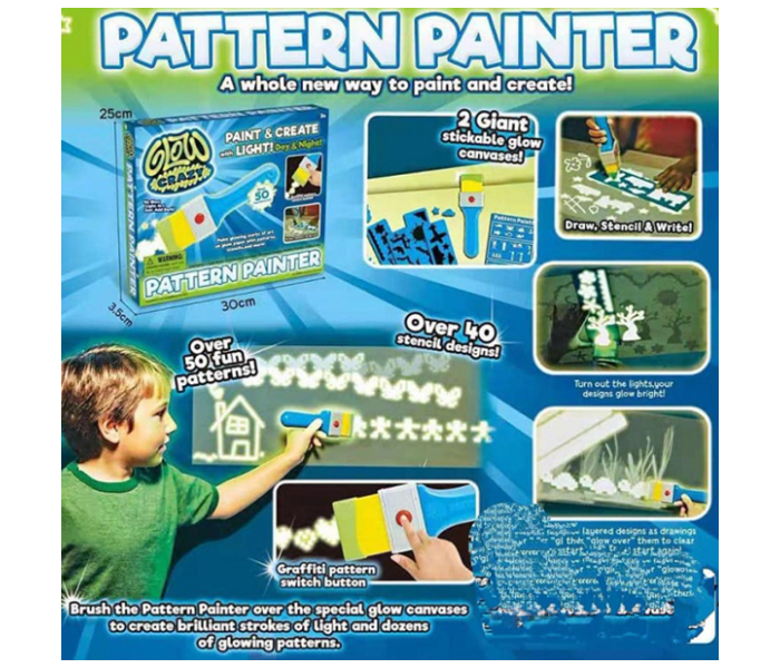 Kids Painting Board in The Dark Laser Light Technology Paint Brushes and Brushes Kit With Glitter Paper and Stencils | JPL4901