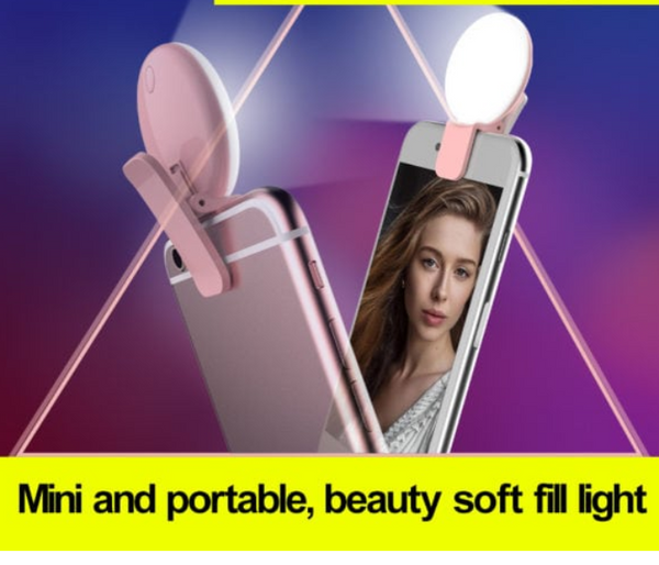Portable USB Rechargeable LED Ring 3 Level Clip Light on iOS and Android Smartphones and Tablets  | JPF3932