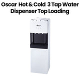 OSCAR | Hot & Cold 3 Tap Water Dispenser Top Loading With Refrigerator Extra Cooling Storage Reliable Performance White | OWD3TR
