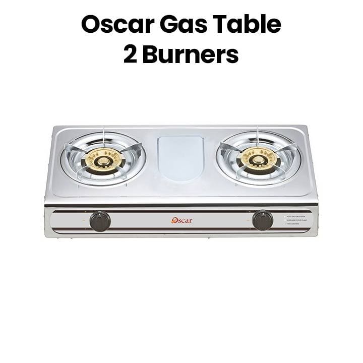 OSCAR | 2 Burners Top Cooker Gas Table Durable Design Reliable Performance Silver | OGTSS2B
