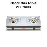 OSCAR | 2 Burners Top Cooker Gas Table Durable Design Reliable Performance Silver | OGTSS2B