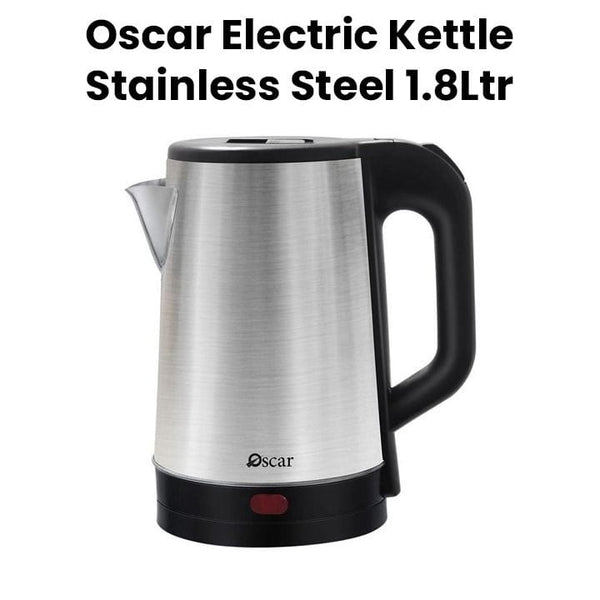 OSCAR | Stainless Steel Finish Electric Kettle 1.8Ltrs Fast Boiling And Durable Performance Silver Black | OKT18MBP