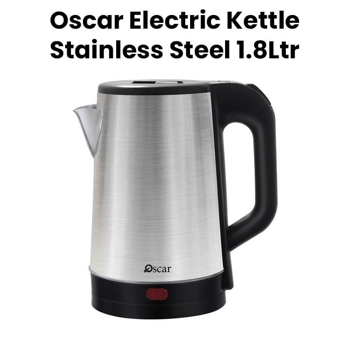 OSCAR | Stainless Steel Finish Electric Kettle 1.8Ltrs Fast Boiling And Durable Performance Silver Black | OKT18MBP