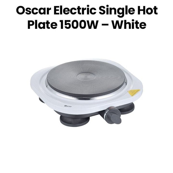 OSCAR | Electric Single Hot Plate 1500W Cast Iron Plate Adjustable Thermostat  Overheat Protection Portable Design White | OHP-10W1