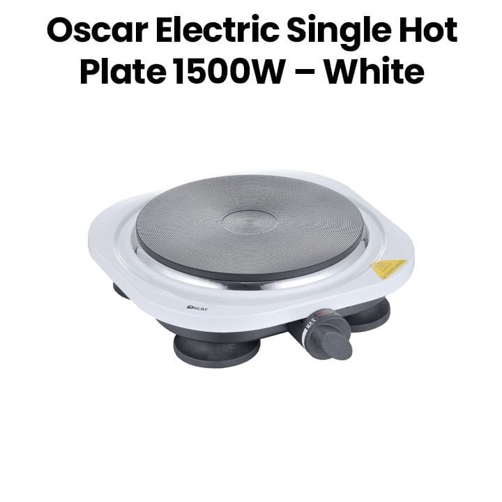 OSCAR | Electric Single Hot Plate 1500W Cast Iron Plate Adjustable Thermostat  Overheat Protection Portable Design White | OHP-10W1