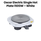 OSCAR | Electric Single Hot Plate 1500W Cast Iron Plate Adjustable Thermostat  Overheat Protection Portable Design White | OHP-10W1