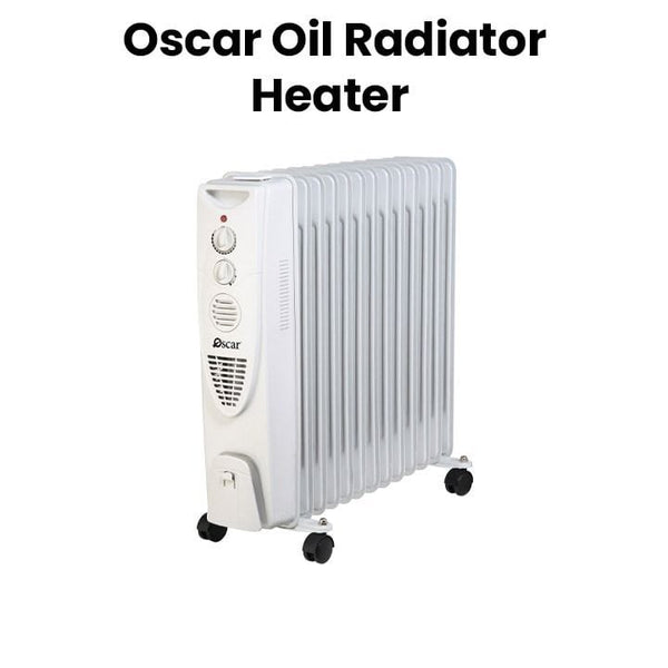 OSCAR | Oil Radiator Heater 13 Fins With Fan 2500W Personalized Comfort Full Room Warmth  Efficient  Castor Wheels With Ounting Plate White | OFH13F