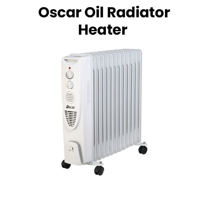 OSCAR | Oil Radiator Heater 13 Fins With Fan 2500W Personalized Comfort Full Room Warmth  Efficient  Castor Wheels With Ounting Plate White | OFH13F