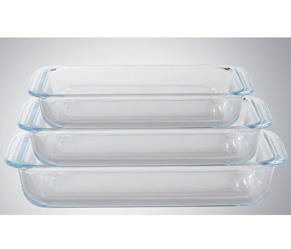 ROYALFORD | BRS Glass 3piece Rectangular Baking Tray Clear | RF8803