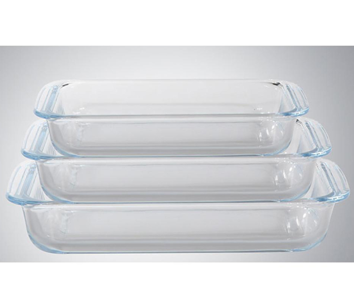 ROYALFORD | BRS Glass 3piece Rectangular Baking Tray Clear | RF8803