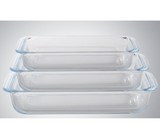 ROYALFORD | BRS Glass 3piece Rectangular Baking Tray Clear | RF8803