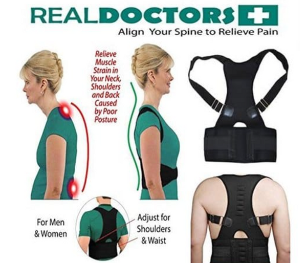 Real Doctors Back Posture Support Brace Extra Small JA023-1 - Black | JPE2141