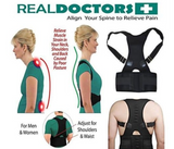 Real Doctors Back Posture Support Brace Extra Small JA023-1 - Black | JPE2141