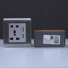 MILANO | 16A Universal Socket(2Pin+3Pin) With 2.1A U-Silver | 210100300319