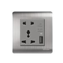 MILANO | 16A Universal Socket(2Pin+3Pin) With 2.1A U-Silver | 210100300319