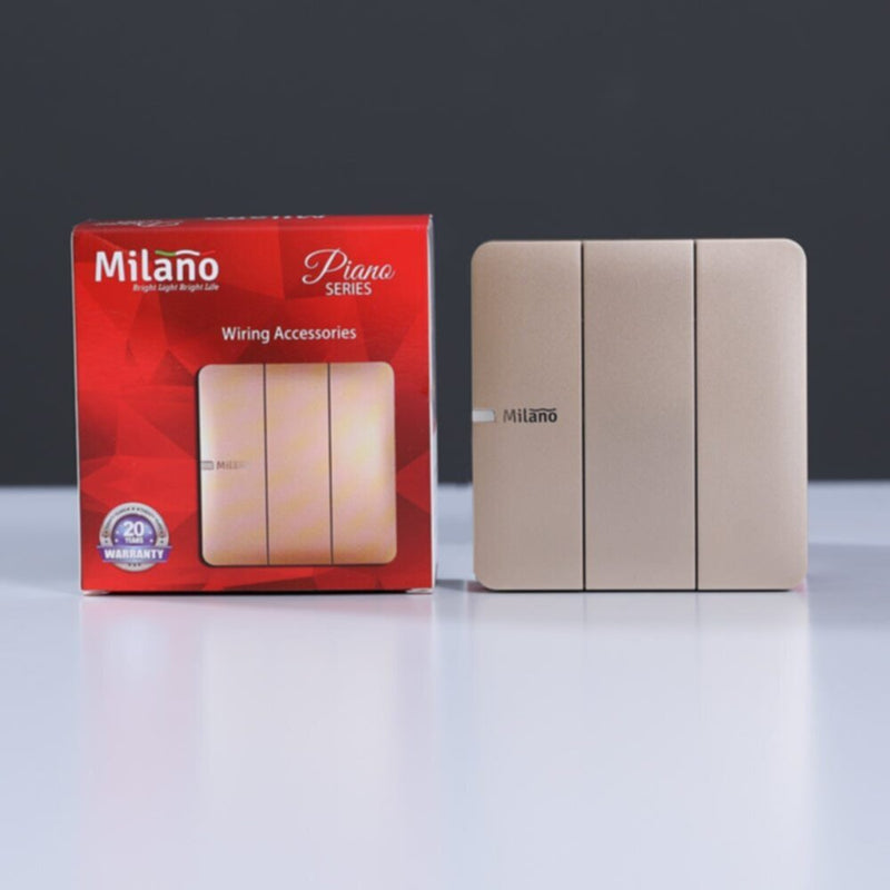 MILANO | 10A 3 Gang 1 Way Switch Gd Ps | 210100300331