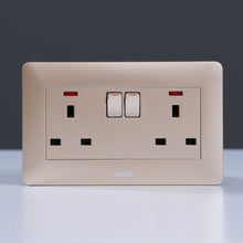 MILANO | 13A Twin Socket With Switch & Led Indicator-Gold | 210100300342