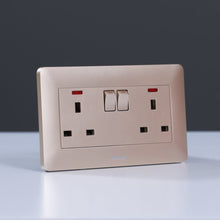 MILANO | 13A Twin Socket With Switch & Led Indicator-Gold | 210100300342