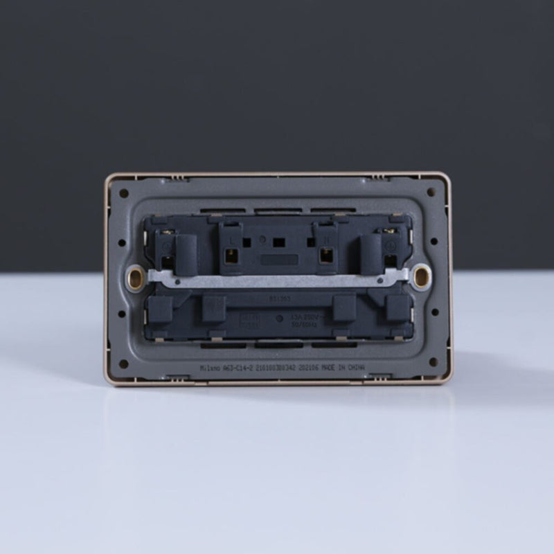 MILANO | 13A Twin Socket With Switch & Led Indicator-Gold | 210100300342
