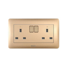 MILANO | 13A Twin Socket With Switch & Led Indicator-Gold | 210100300342