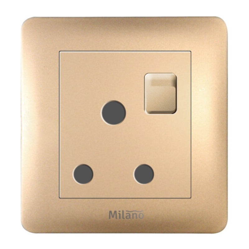 MILANO | 15A 3 Round Pin Switched Socket Gd Ps | 210100300343
