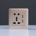 MILANO | 2 Pin & 3 Pin Universal Socket With 2.1A Us-Gold | 210100300349