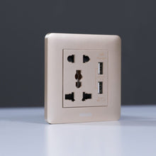 MILANO | 2 Pin & 3 Pin Universal Socket With 2.1A Us-Gold | 210100300349