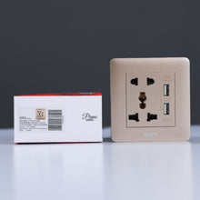 MILANO | 2 Pin & 3 Pin Universal Socket With 2.1A Us-Gold | 210100300349