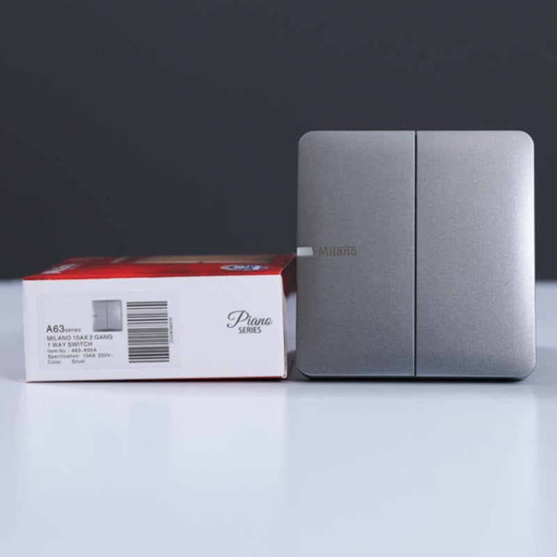 MILANO | 10A 2 Gang 1 Way Switch Sl Ps | 210100300359