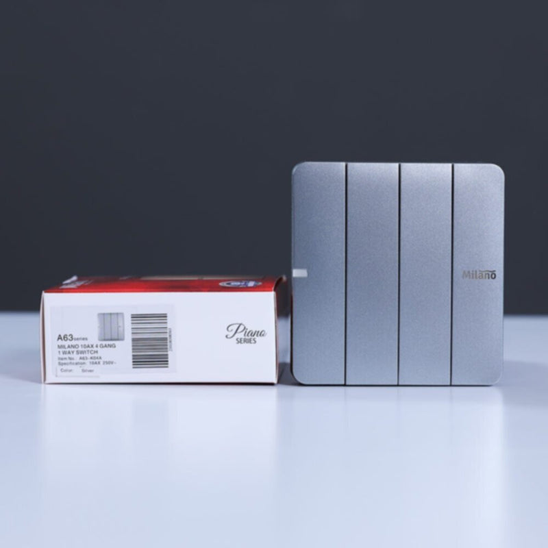 MILANO | 10A 4 Gang 1 Way Switch Sl Ps | 210100300363