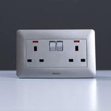 MILANO | 13A Twin Socket With Switch & Led Indicator-Silver | 210100300372