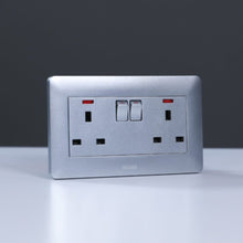 MILANO | 13A Twin Socket With Switch & Led Indicator-Silver | 210100300372
