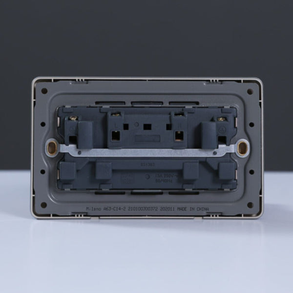 MILANO | 13A Twin Socket With Switch & Led Indicator-Silver | 210100300372