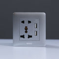 MILANO | 2 Pin & 3 Pin Universal Socket With 2.1A Us-Silver | 210100300379