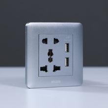 MILANO | 2 Pin & 3 Pin Universal Socket With 2.1A Us-Silver | 210100300379