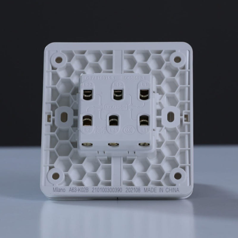 MILANO | 10A 2 Gang 2 Way Switch Wh Ps | 210100300390