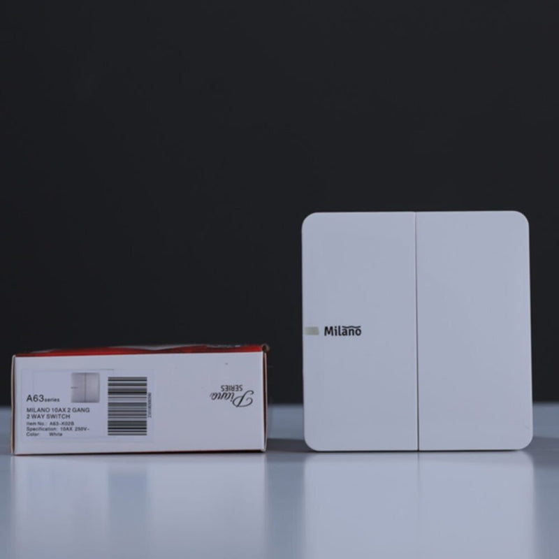 MILANO | 10A 2 Gang 2 Way Switch Wh Ps | 210100300390