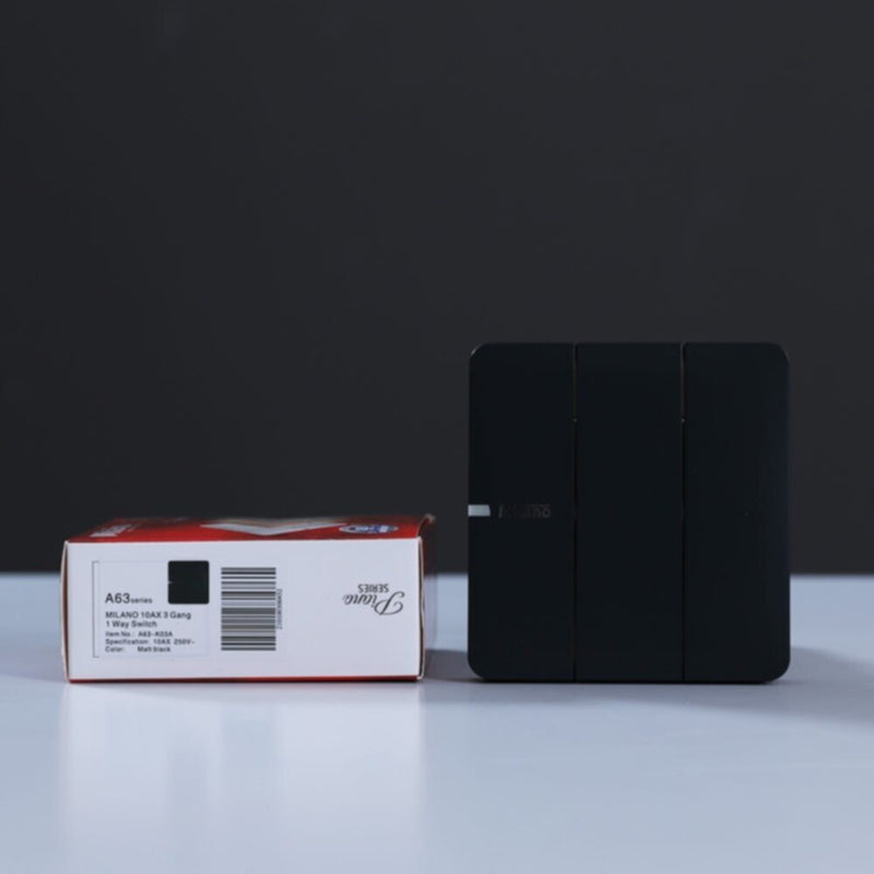 MILANO | 10A 3 Gang 1 Way SwitchMblk Ps | 210100300452