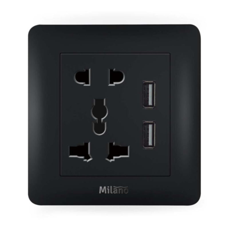 MILANO | 16A Single Universal Socket With Dual Usb | 210100300467