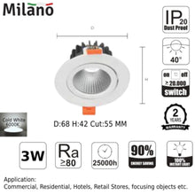 MILANO | New Led Spot Light 3W 6000K | 210302300129