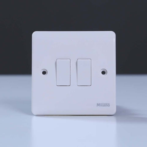 MILANO | 10A 2 Gang 2 Way Switch White | 210800100005