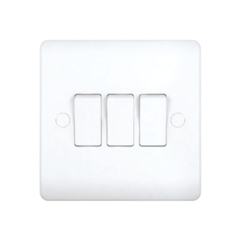 MILANO | 10A 3 Gang 2 Way Switch White | 210800100007